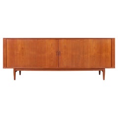 Vintage Danish Modern Teak Tambour Door Credenza by Arne Vodder