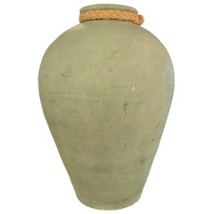 Vintage Powder Painted Vase With Rope Top Rung