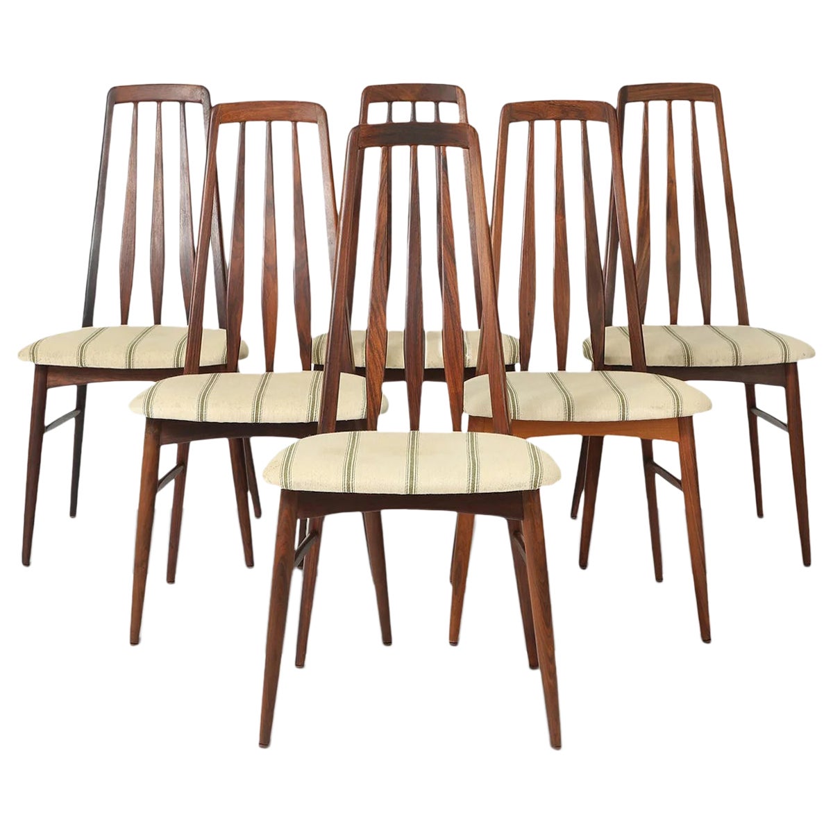 Set of six "Eva" highback dining chairs in rosewood