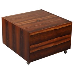 Vintage Swedish Modern Rolling Bar Cabinet / Coffee Table in Rosewood