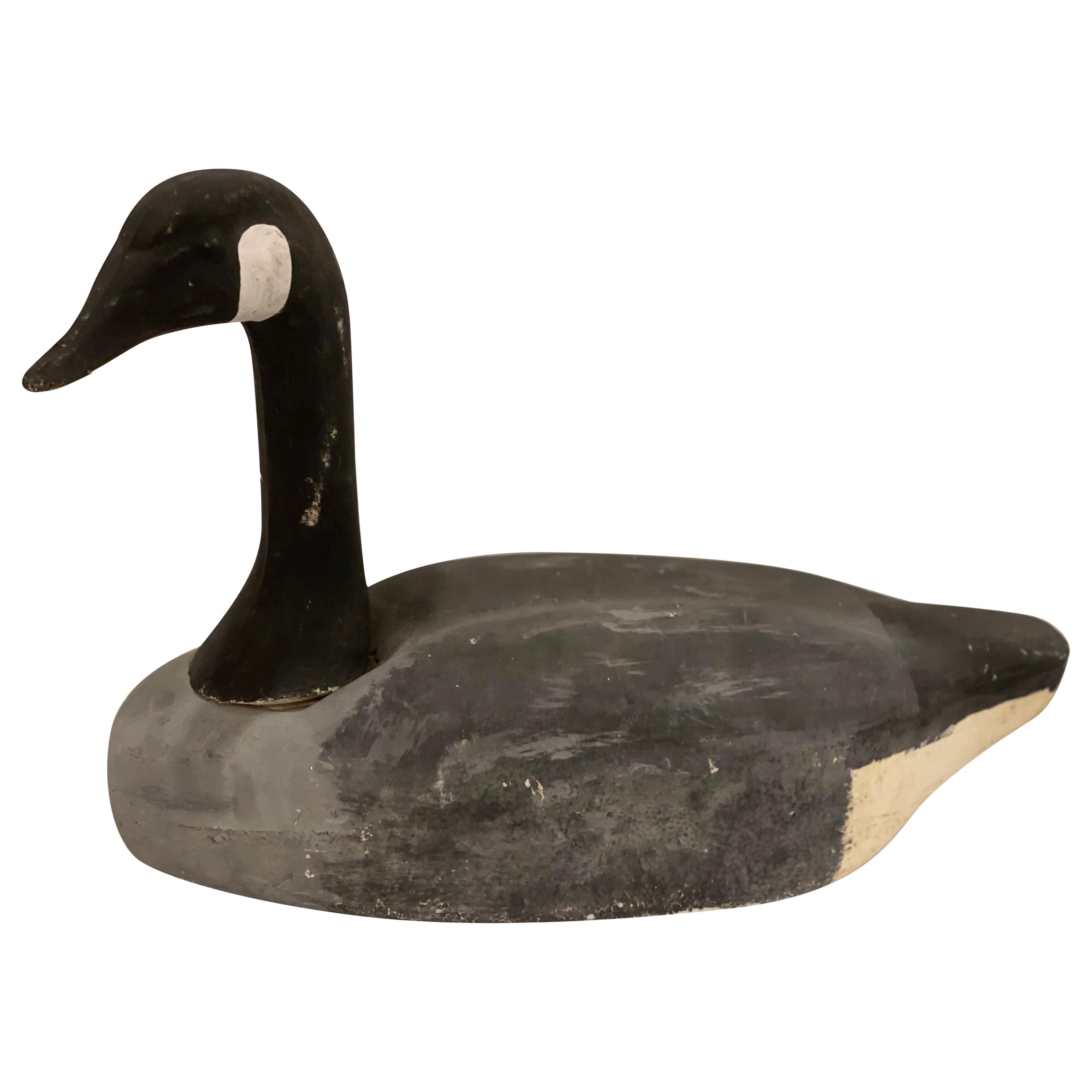 Vintage American Hand Painted Long Neck Goose Decoy For Sale