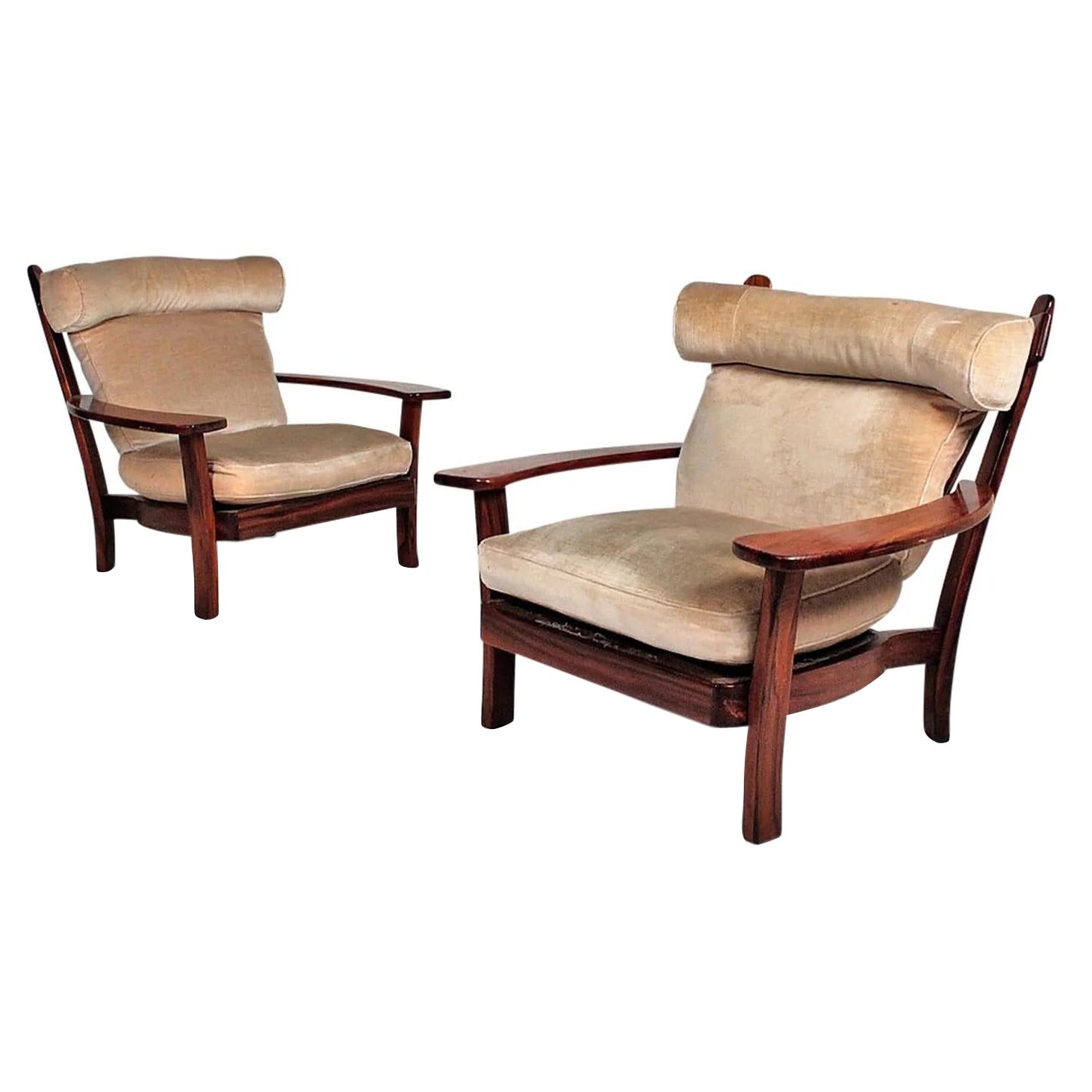 Pair of highback "Ox" chairs in rosewood For Sale