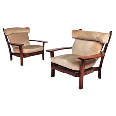 Pair of highback "Ox" chairs in rosewood