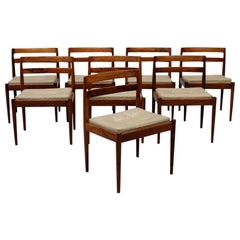 Vintage Set of Eight Solid Rosewood Kai Kristiansen for Magnus Olesen Dining Chairs 
