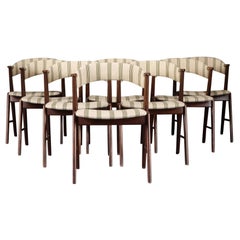 Ensemble de huit chaises de salle à manger Kai Kristiansen modèle 32 en bois de rose