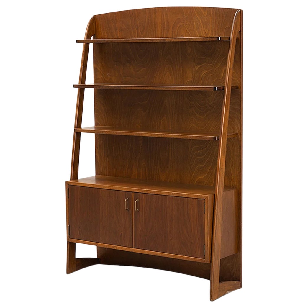 Organic swedish modern stained beech bookcase For Sale