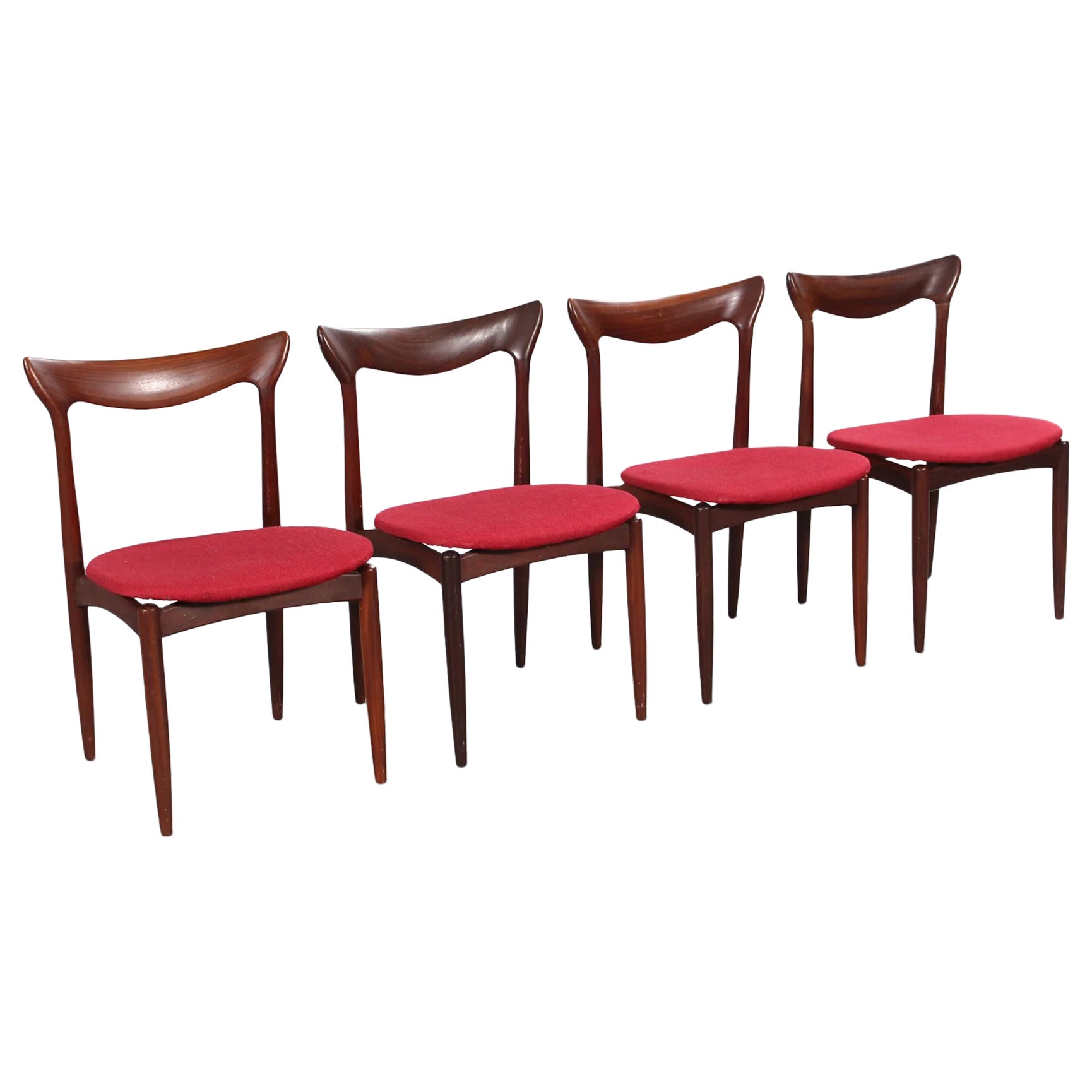Ensemble de quatre chaises de salle à manger organiques en afromosia de h.W. Klein