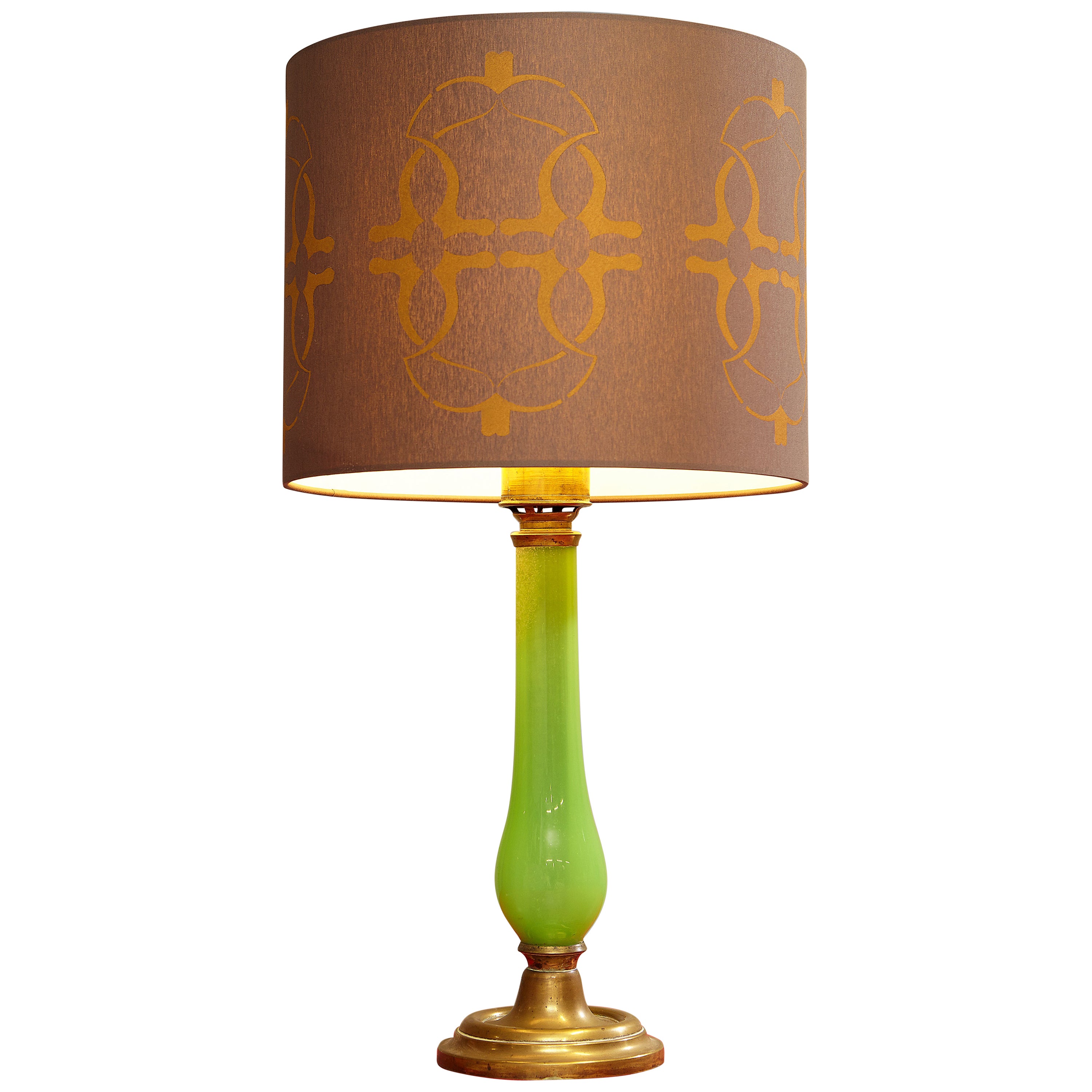 An Elegant Green Opaline Table Lamp For Sale