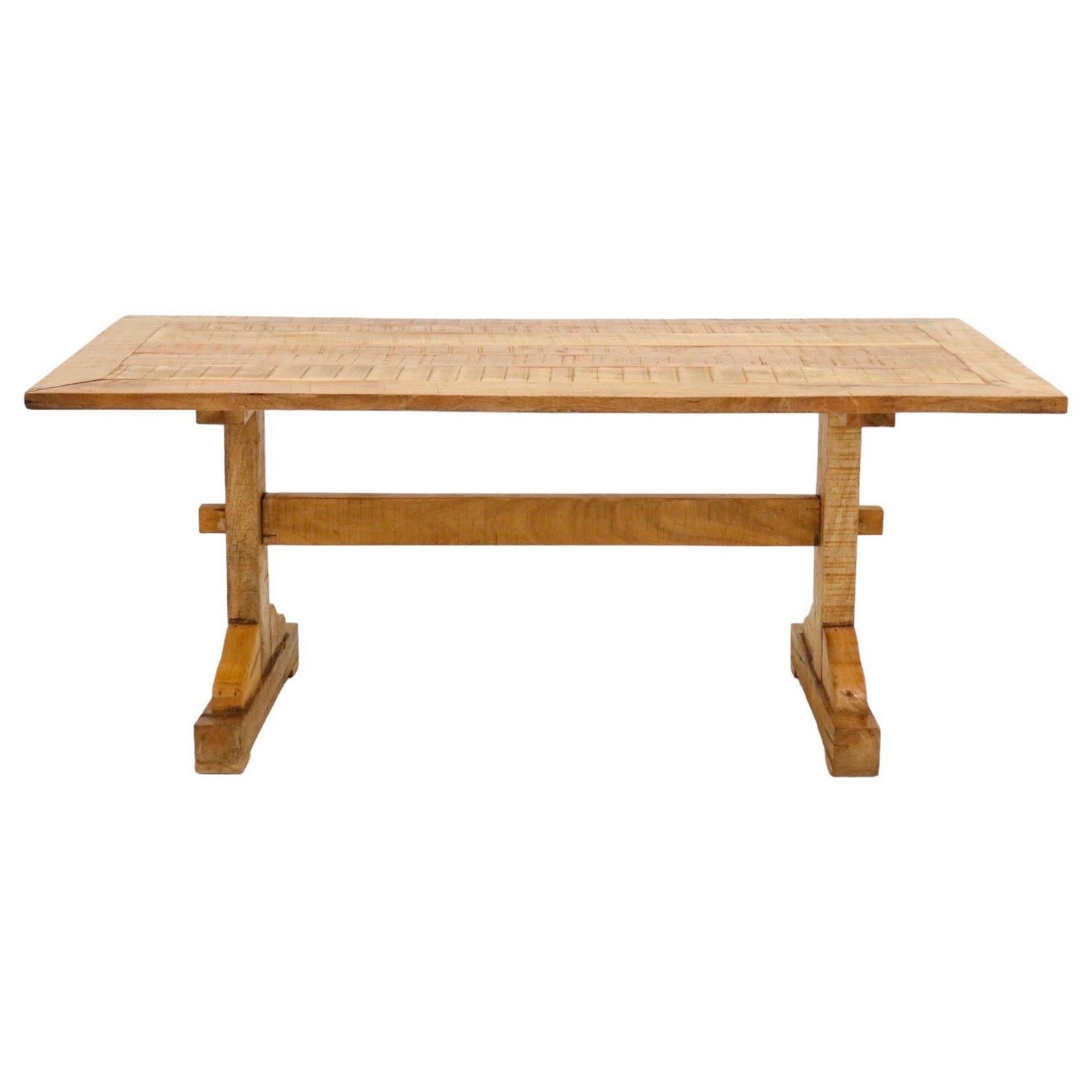 Pine Farmhouse Trestle Dining Table For Sale