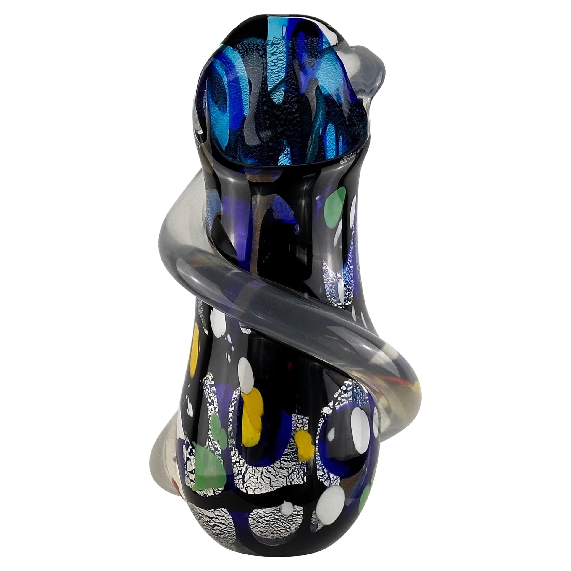 Exquisite Abstract Murano Glass Vase by S. Toso, Signed 1970s Masterpiece For Sale