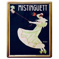 Extra Large Gilt Framed Mistinguett French Lithograph Vintage Poster Circa 1913