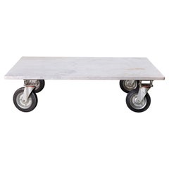 A Solid Industrial Coffee Table With Carrara Marble Top 