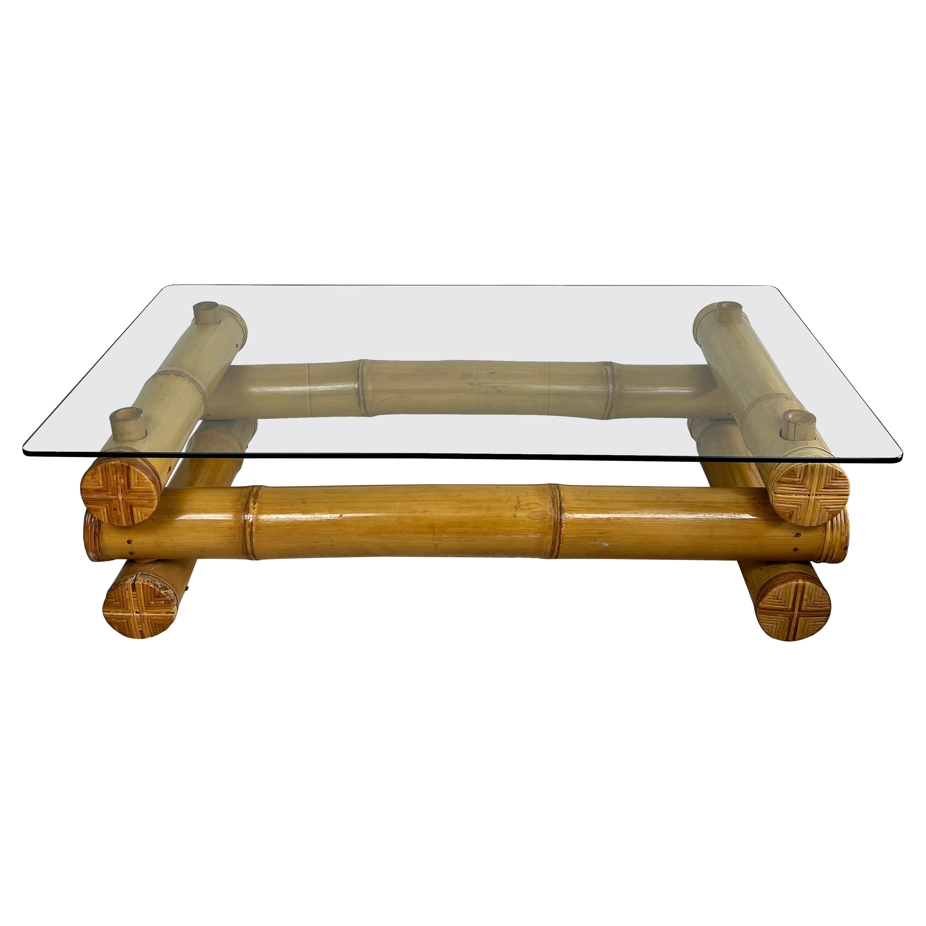 Highly unusual French bamboo coffee table, 1960 For Sale