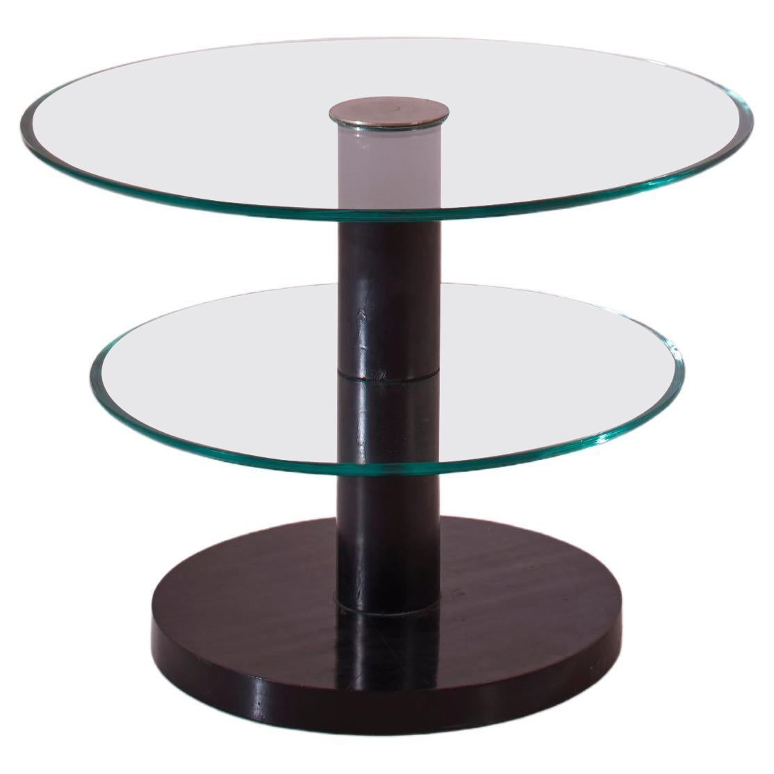 Mesa auxiliar Gio Ponti de madera y cristal, Italia, años 30