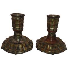 Pair of French Baroque Style Silvered Bronze Candlesticks, 19th Century