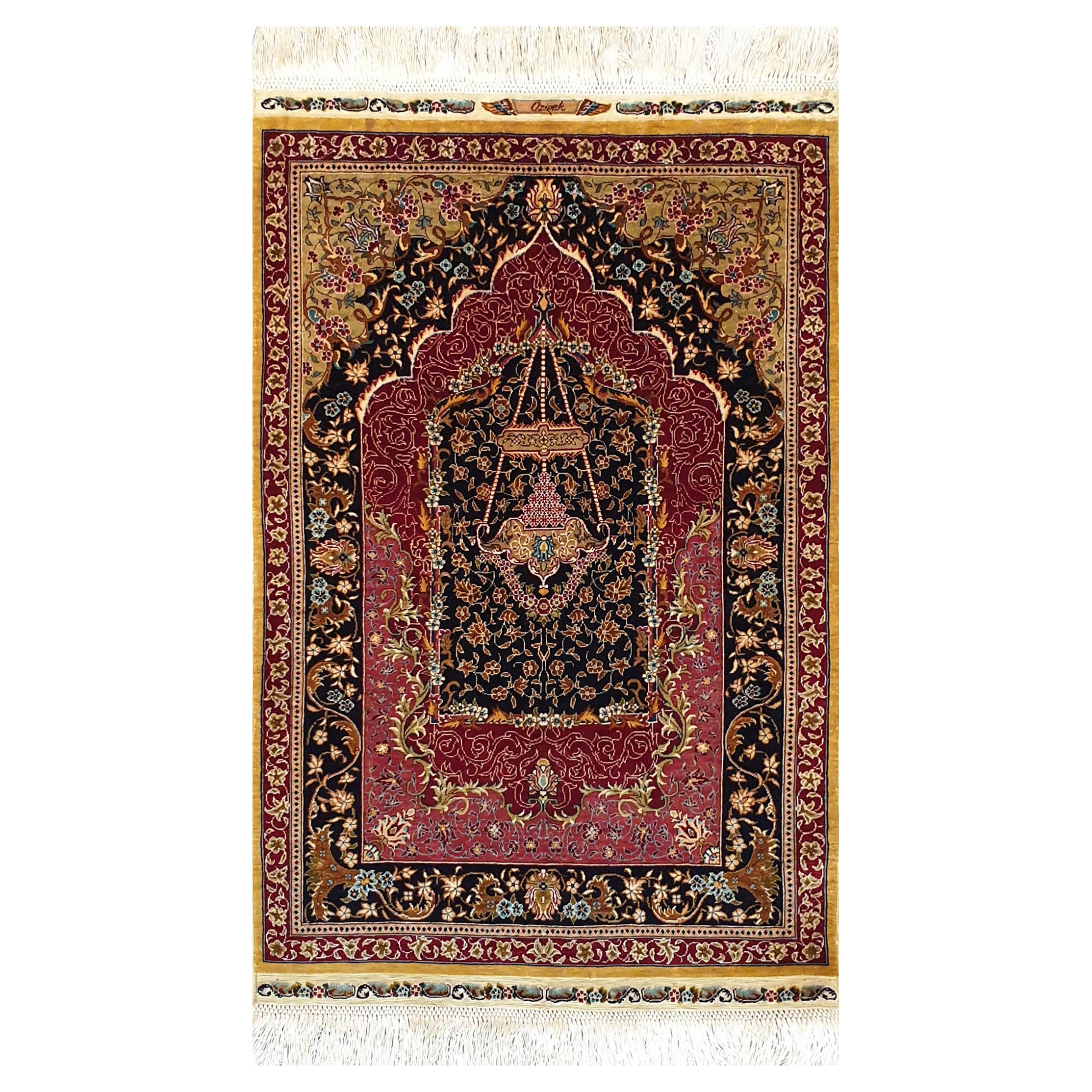 Collectible Turkish Rug - Hereke with signature, 100% silk - No. 747 For Sale