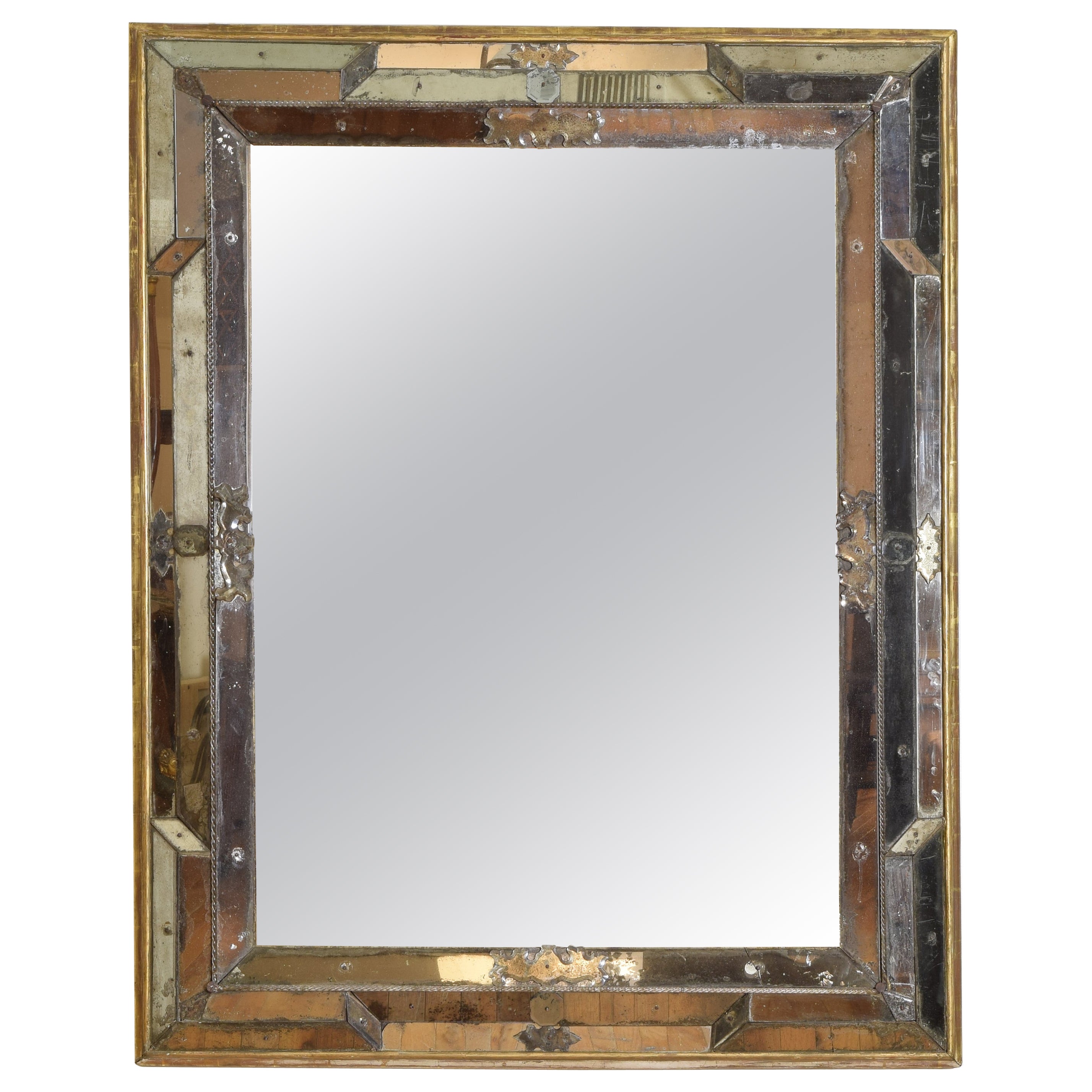 Italian, Piemonte, LXIV Period Faceted Multi-Panel Mirror, Gilt Frame, ca. 1735 For Sale