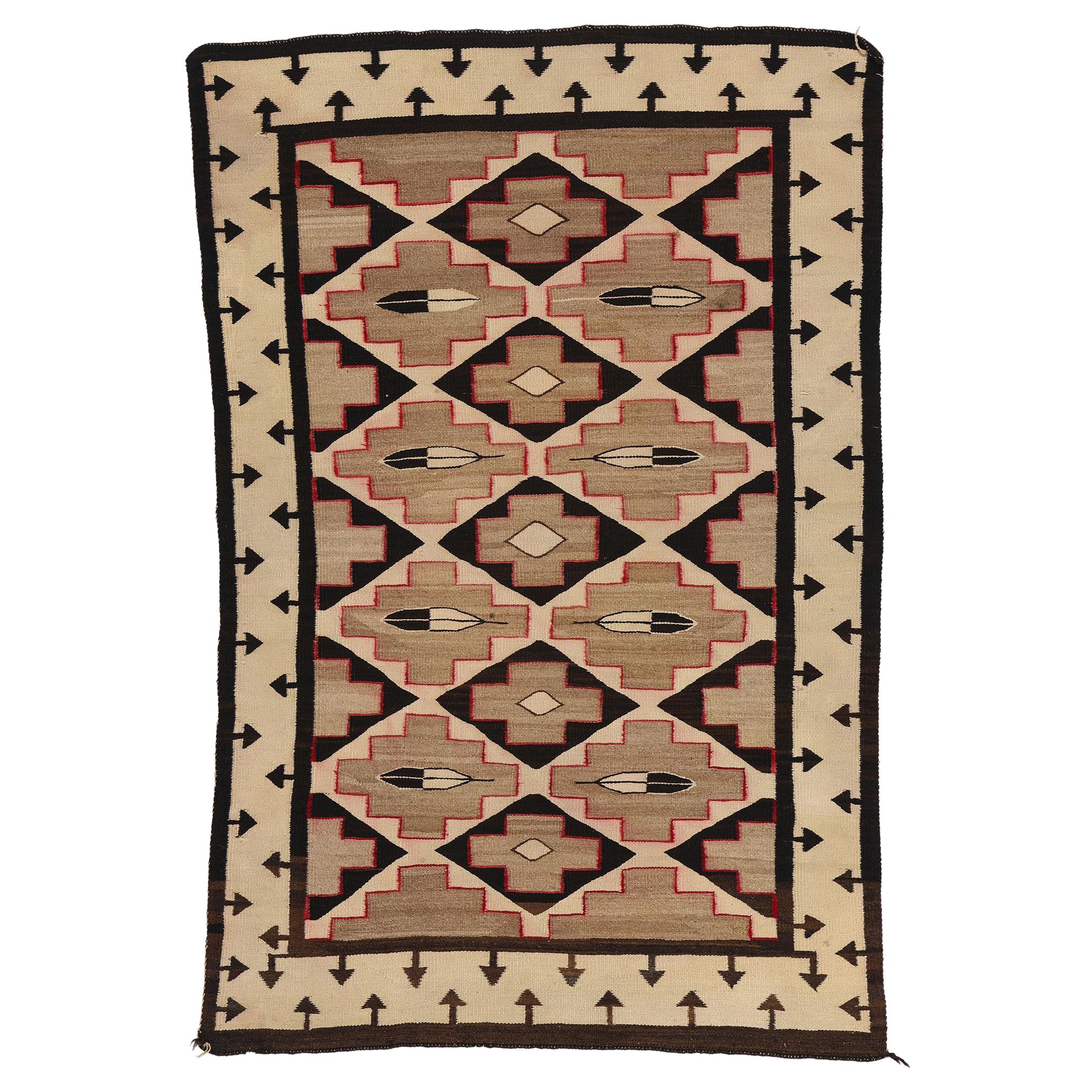 Ancien tapis Navajo en cristal des années 1920 Textile amérindien en vente