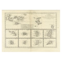 18th Century Vintage Map of the Virgin Islands and Caribbean Inset Maps
