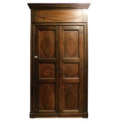 Used Set of 4 old double doors carved in poplar wood with frame, Italy