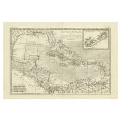Authentic Vintage Map of the Caribbean, Gulf Coast and Central America, 1787