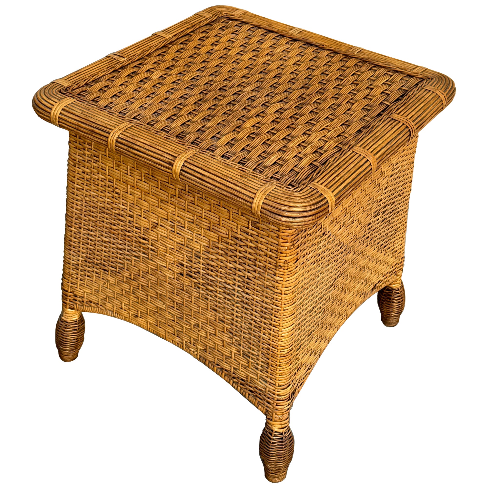 1970's Boho Chic Wicker or Rattan Table For Sale