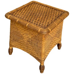 1970's Boho Chic Wicker or Rattan Table
