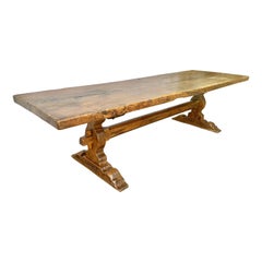 Used Mid 1800s French Walnut Single Plank Monastery Dining Table