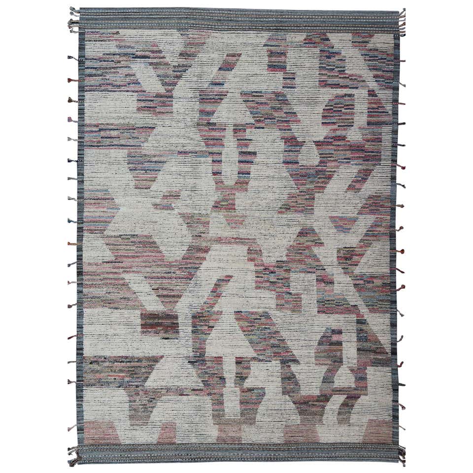 Large Black and Ivory Abstract Modern Casual Rug by Keivan Woven Arts ...