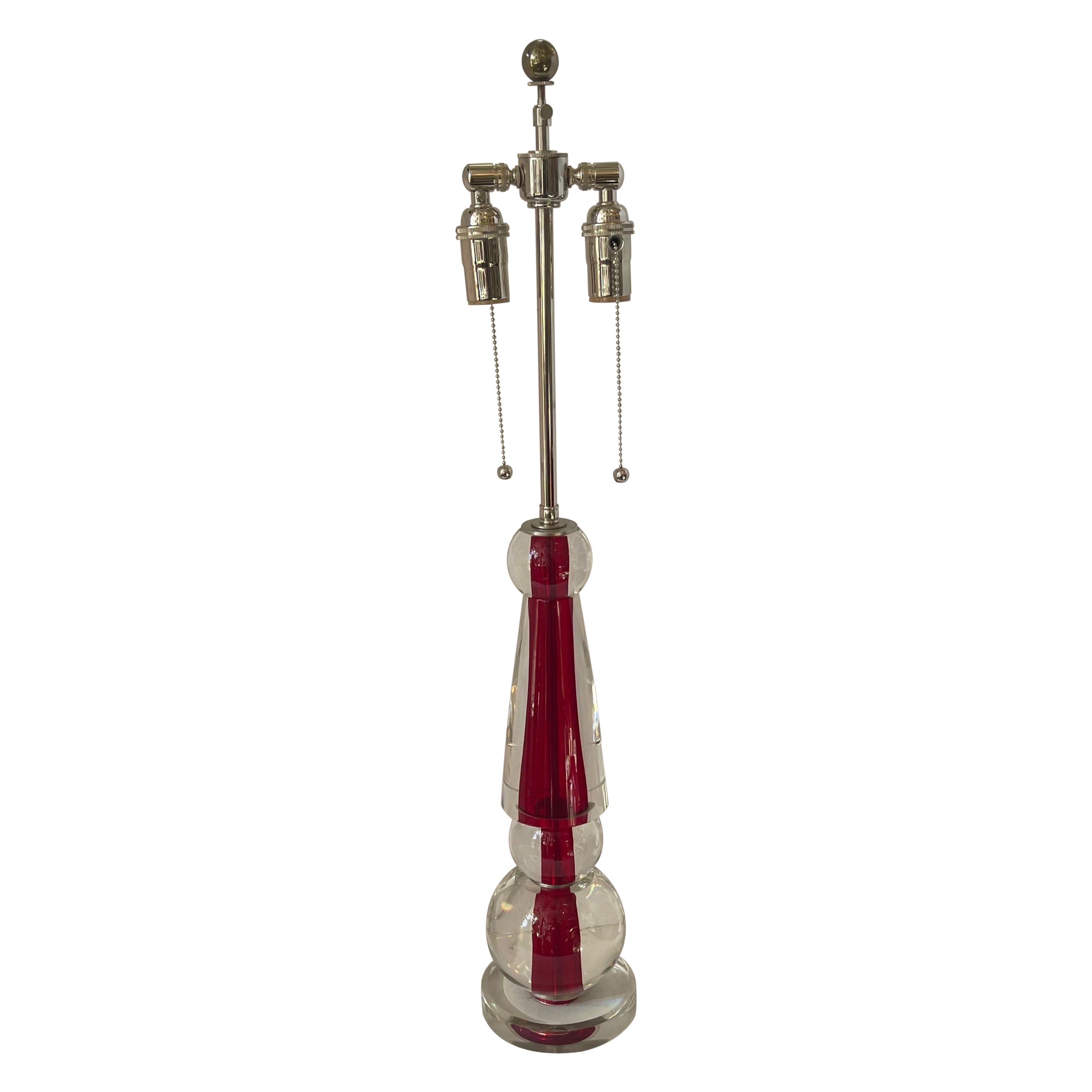 Merveilleuse lampe de bureau moderne du milieu du siècle dernier en verre vénitien rouge cerise Lorin de Murano en vente