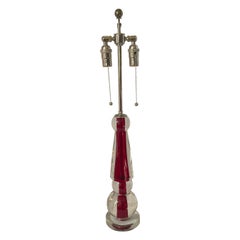 Wonderful Mid Century Modern Murano Venetian Lorin Marsh Red Glass Table Lamp
