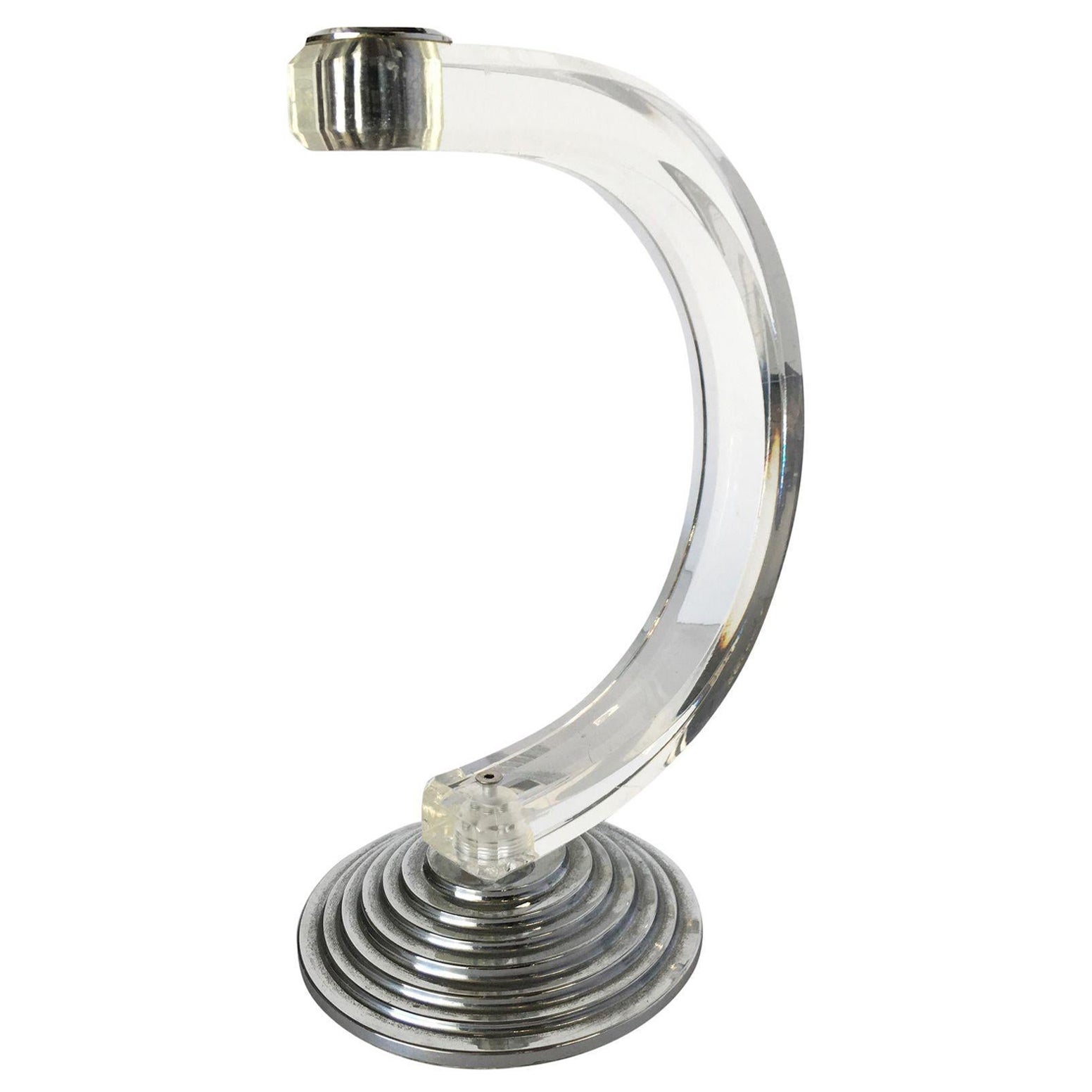 Charles Hollis Jones Lucite & Chrome Candlestick Holder