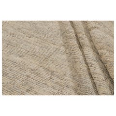 Rug & Kilim’s Contemporary Rug in Beige and Gray Tone-on-Tone Striae