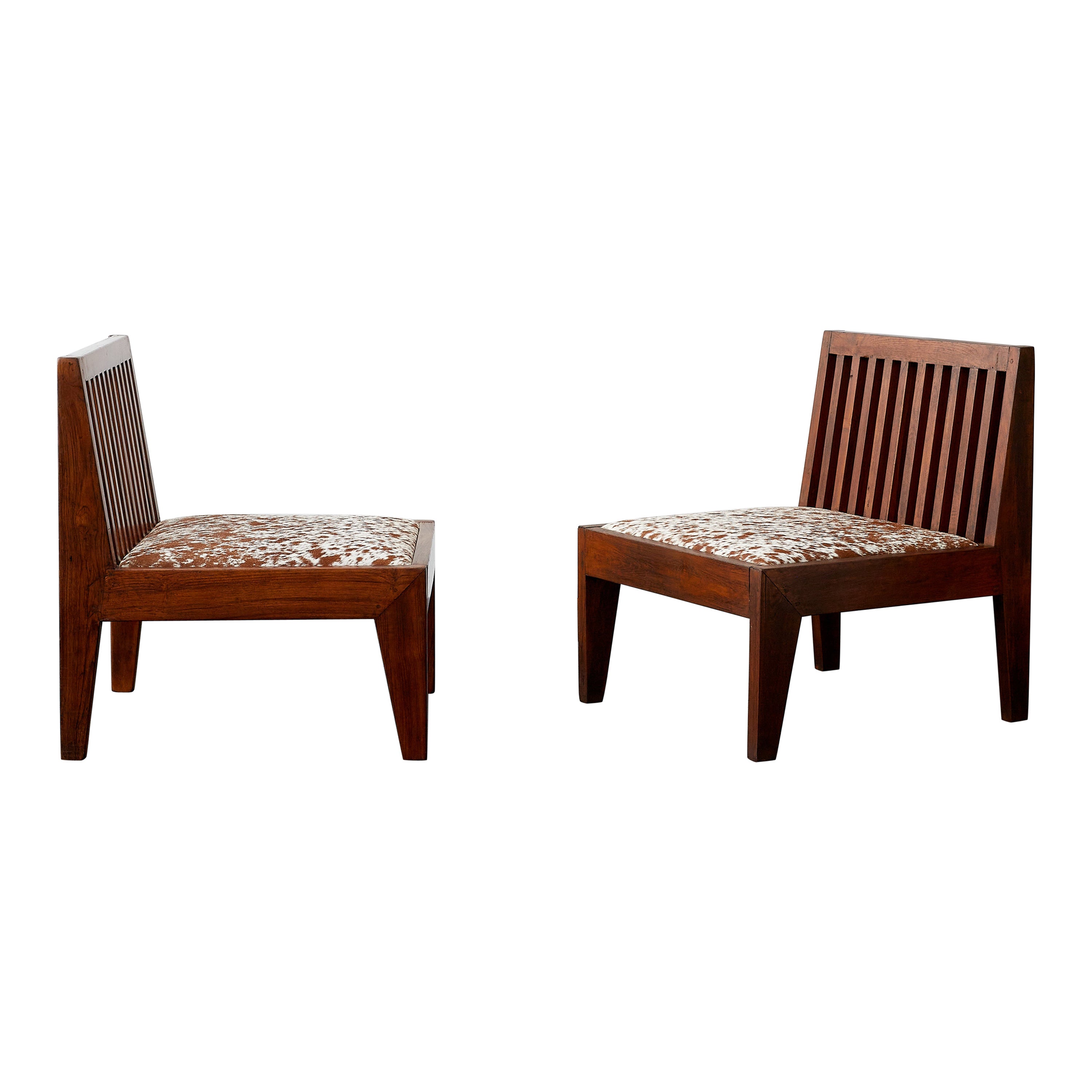 Pair of Pierre Jeanneret Armless Easy 'Fireside' Lounge Chairs c. 1955-60 For Sale