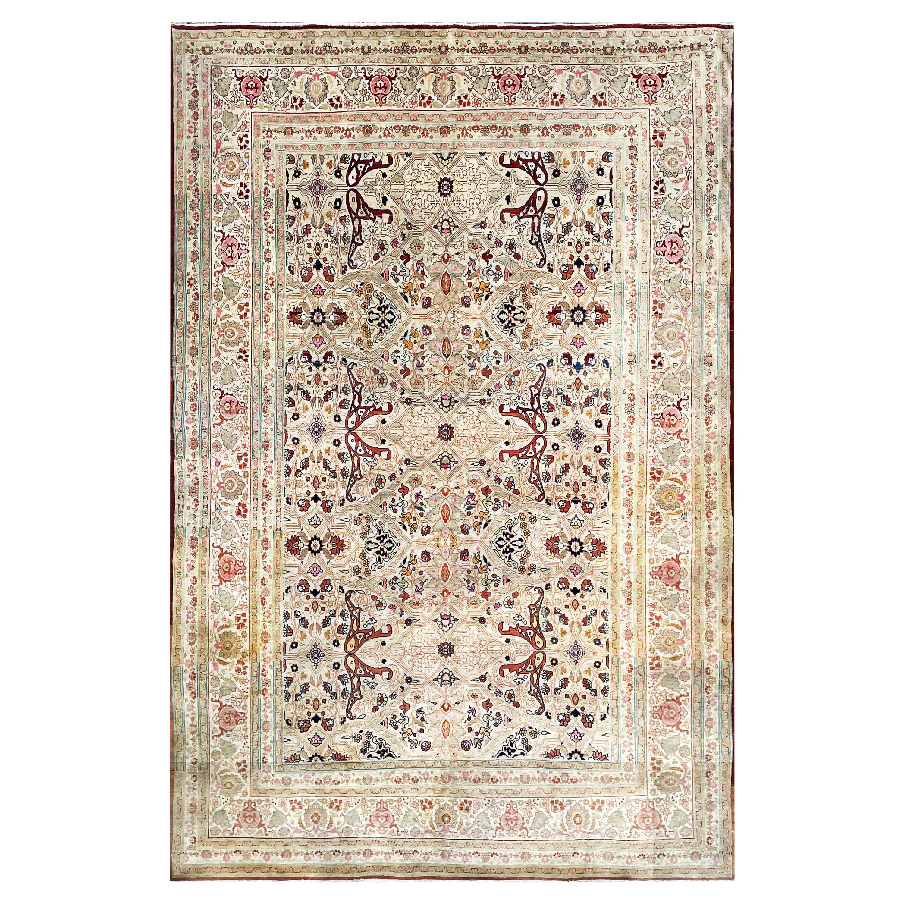 Antique Persian Tabriz Hajji Jalili Carpet, The crown Of Persian Rugs For Sale