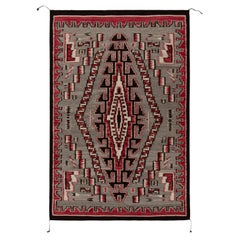Rug & Kilim's Navajo Stammes-Teppich im Kilim-Stil in Rot-Grau, Schwarz Geometrisches Muster