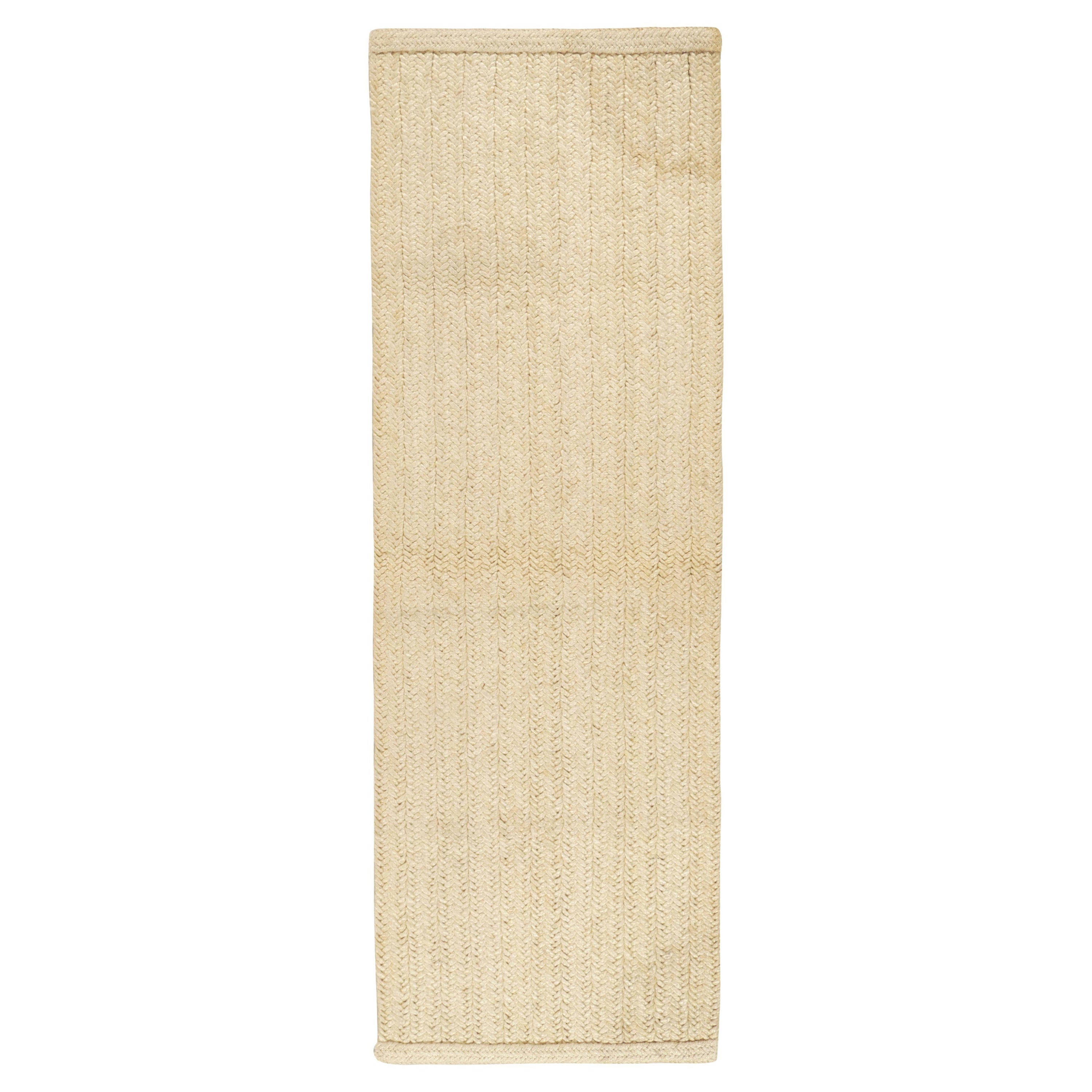 Rug & Kilim's Contemporary Braided Runner in off White For Sale