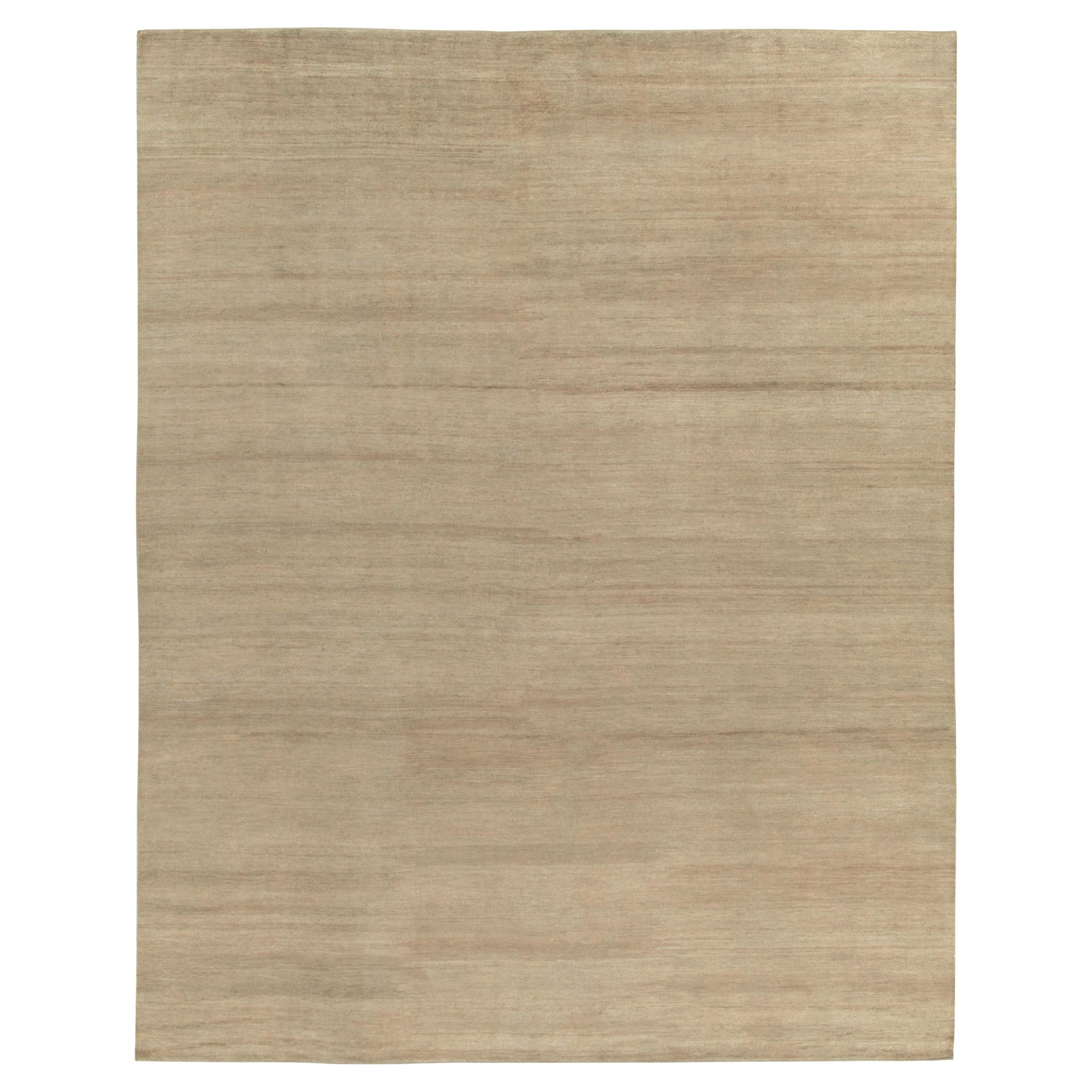 Rug & Kilim's Hand-Knotted Contemporary Solid Beige-Brown Rug For Sale