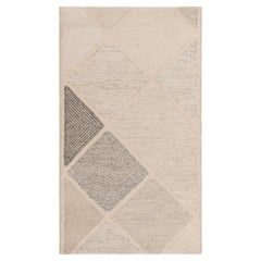 Rug & Kilim's Scandinavian Kilim Style Rug in White, Gray Diamond Pattern