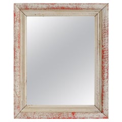 1940s French Wood White Patinated Mirror