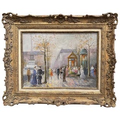 Huile sur toile parisienne du milieu du siècle dernier, signée T. E. Penck