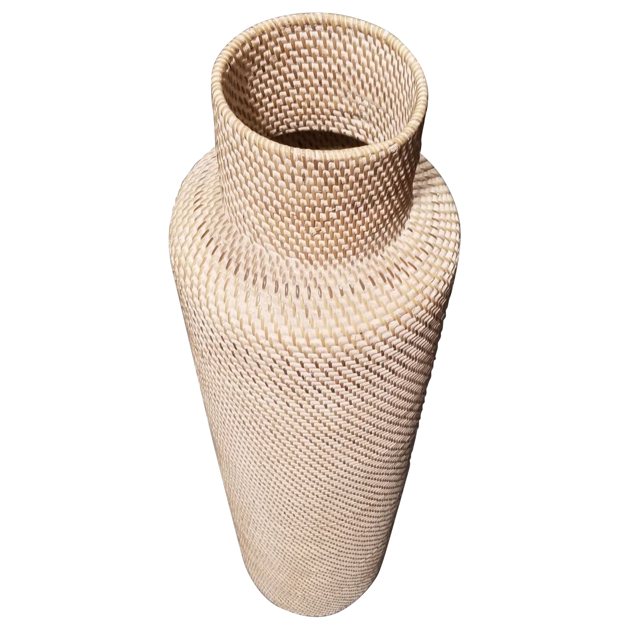 Restored White Reed Rattan Wicker Decorative Vases Gabriella Crespi ...