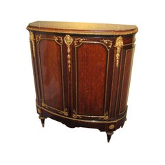 Armoire d'appoint Demilune de style Louis XVI du 19ème siècle avec plateau en marbre