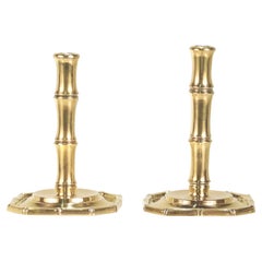 Pair of Tiffany & Co. Gilt Sterling Silver Bamboo Pattern Candlesticks