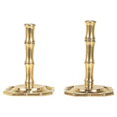 Used Pair of Tiffany & Co. Gilt Sterling Silver Bamboo Pattern Candlesticks