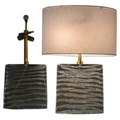 John Hutton for Donghia Murano Glass Lamps in Clear Glass and Brass