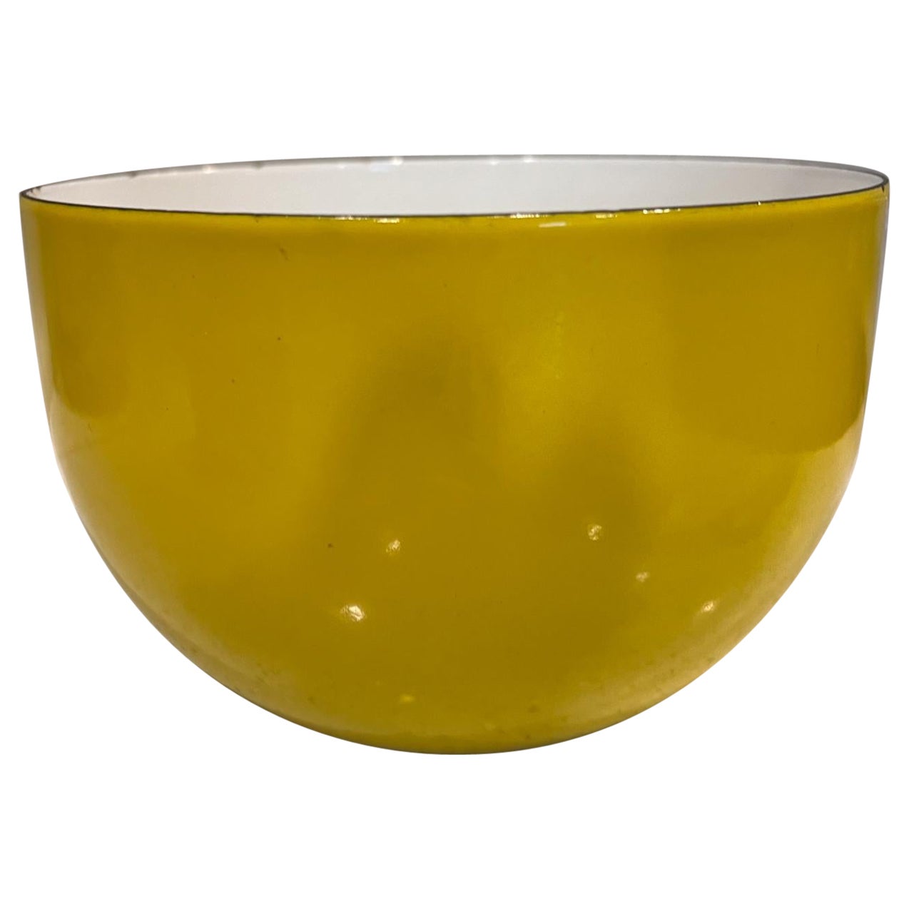 Scandinavian Modern Yellow Enamel Serving Mixing Bowl For Sale