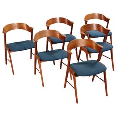 Vintage Set of six kai kristiansen model 32 dining chairs in teak