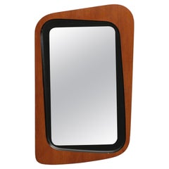 Organic Swedish Modern Teak + Black Lacquer Wall Mirror #2