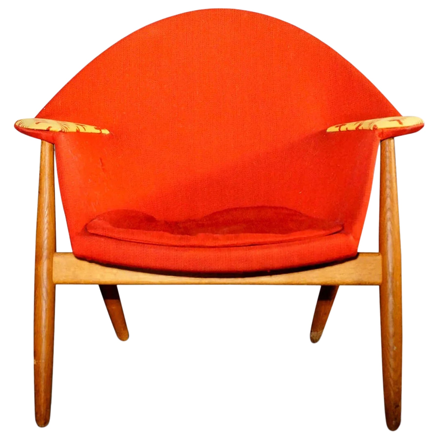 Seltener Kurt Østervig Lounge Chair aus karminroter Wolle im Angebot